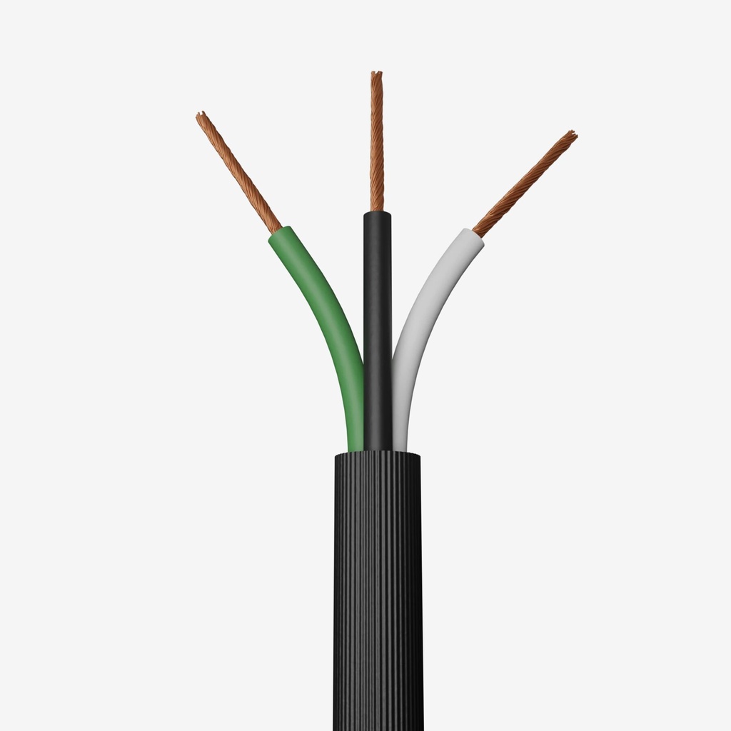 1.0m Cable 3 x AWG18 IP65  100% Cobre (Recubierto Negro Uso Rudo) | [Permite Venta Granel: Multiplos 5m]