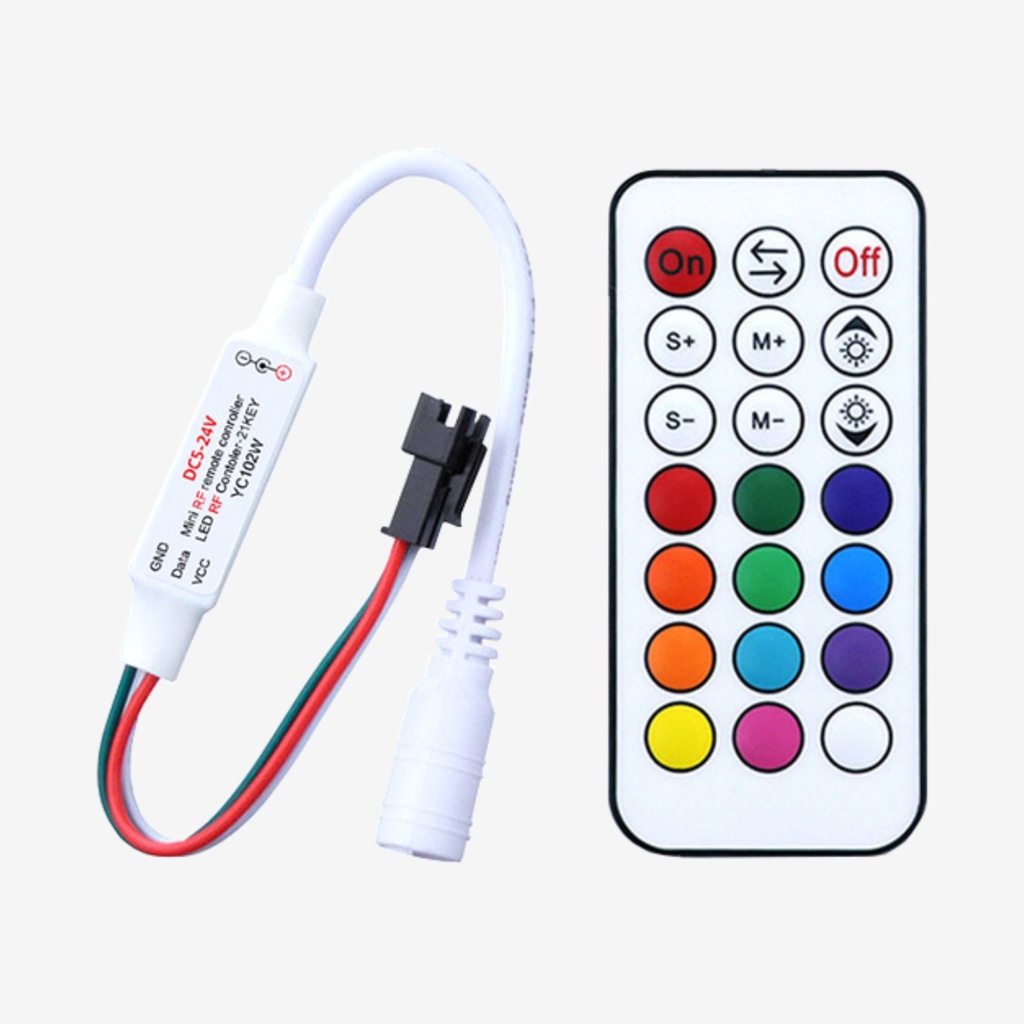 Controlador SPI WS2811 ¦ 5-24v 2048PX – Con Control RF 21 Btn 