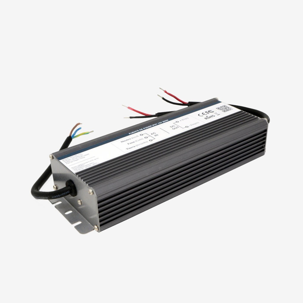 Fuente poder 12v 300w 25A IP67 – Exteriores