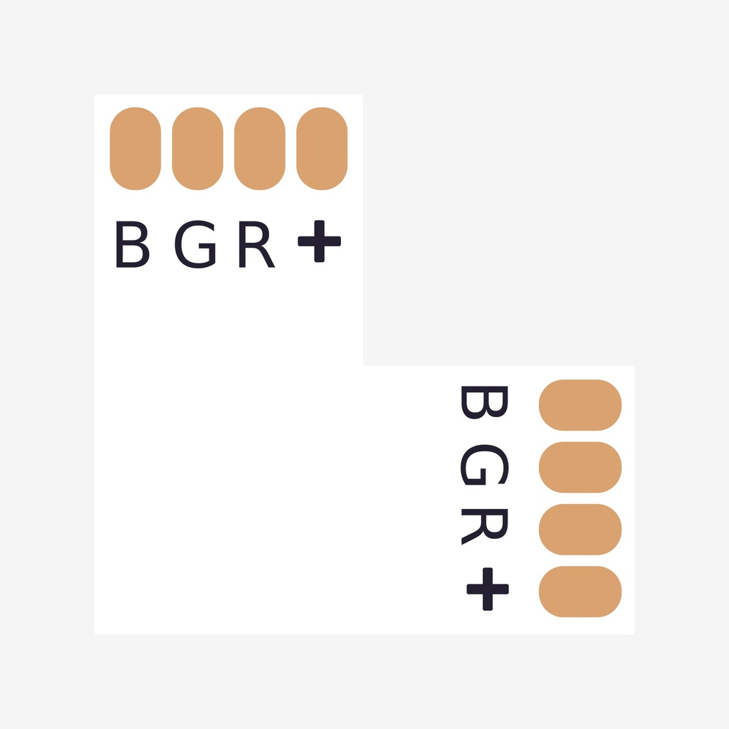 AMPERE ¦ Conector en Angulo  “L” Tira > Tira – RGB 4H (Sin Broche)