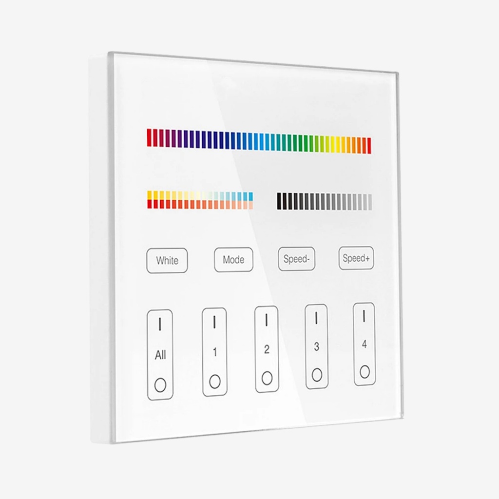 AURA ¦ Control Fijo Pared RGB+WW  4 Zonas – Alimentacion Baterias