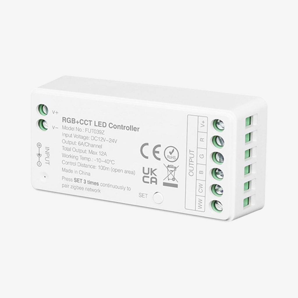 AURA ¦ Controlador Zigbee RGB+WW RF | 5x6A 12/24v – Sin Remoto