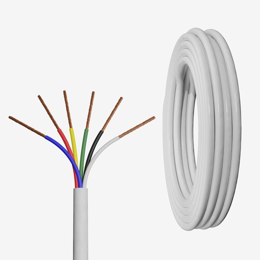 [CAB.002.608-R] Rollo 305m | Cable RGBWW 6 x AWG18 IP20 100% Cobre (Recubierto Gris)